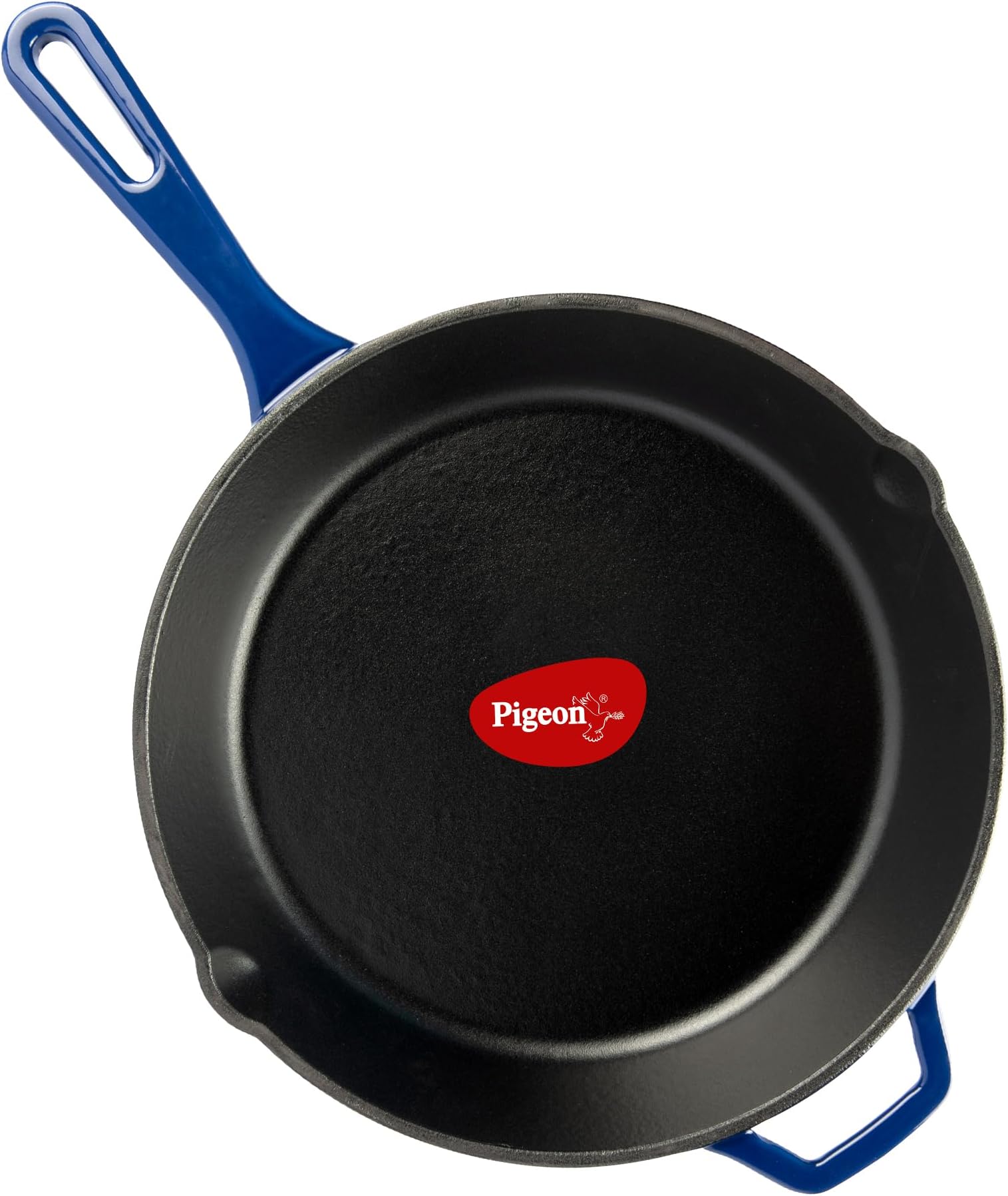 Pigeon by Stovekraft Cast Iron Frying Pan, 25 cm | Enamel Coated | Luxurious Mirror Finish | Toxin-Free | Perfect Crisping | Stylish Handle | Cook with Style, Elegance & Comfort, Black