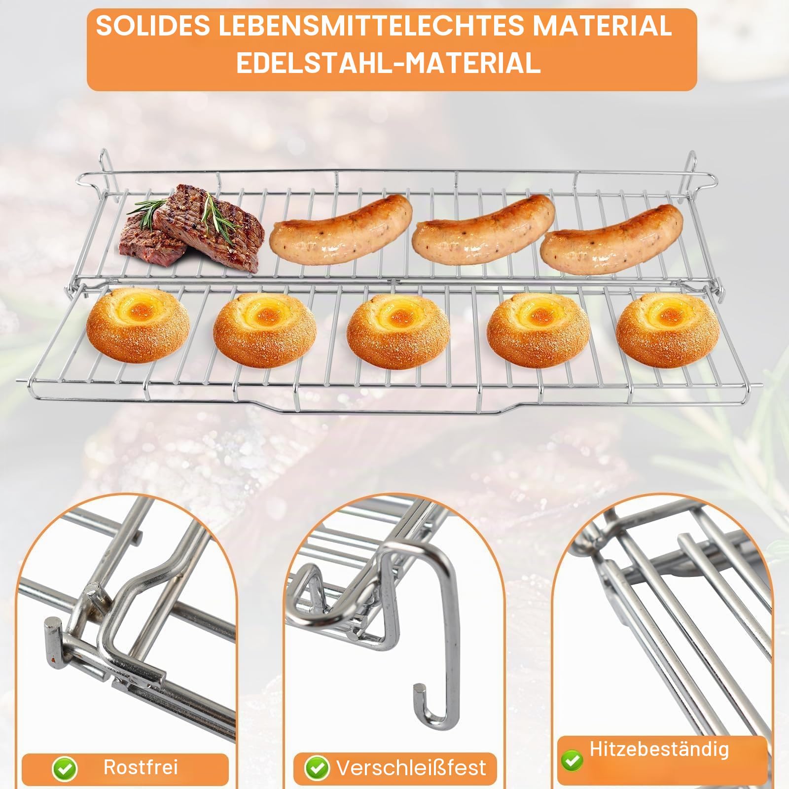66044 Grill-Warmhalterost für Weber GS4 Genesis II 300 Serie, Genesis II E310 E315 E320 E330 E335 S315 Grillteile, Upgrade zweiseitiges Gestell, Ersatzteile für Weber Genesis 2 Grillzubehör