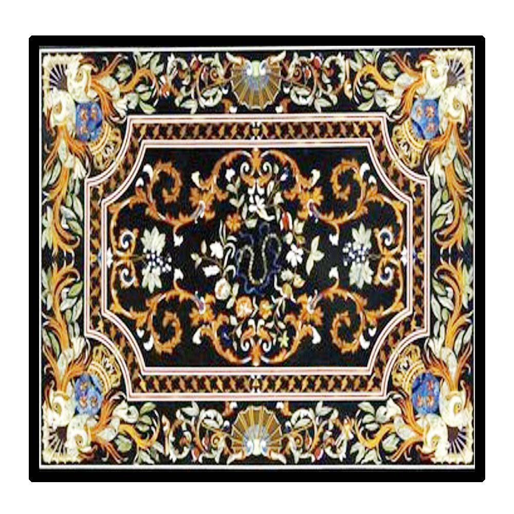 Black Marble Inlay Pietra Dura Coffee Table Top 18