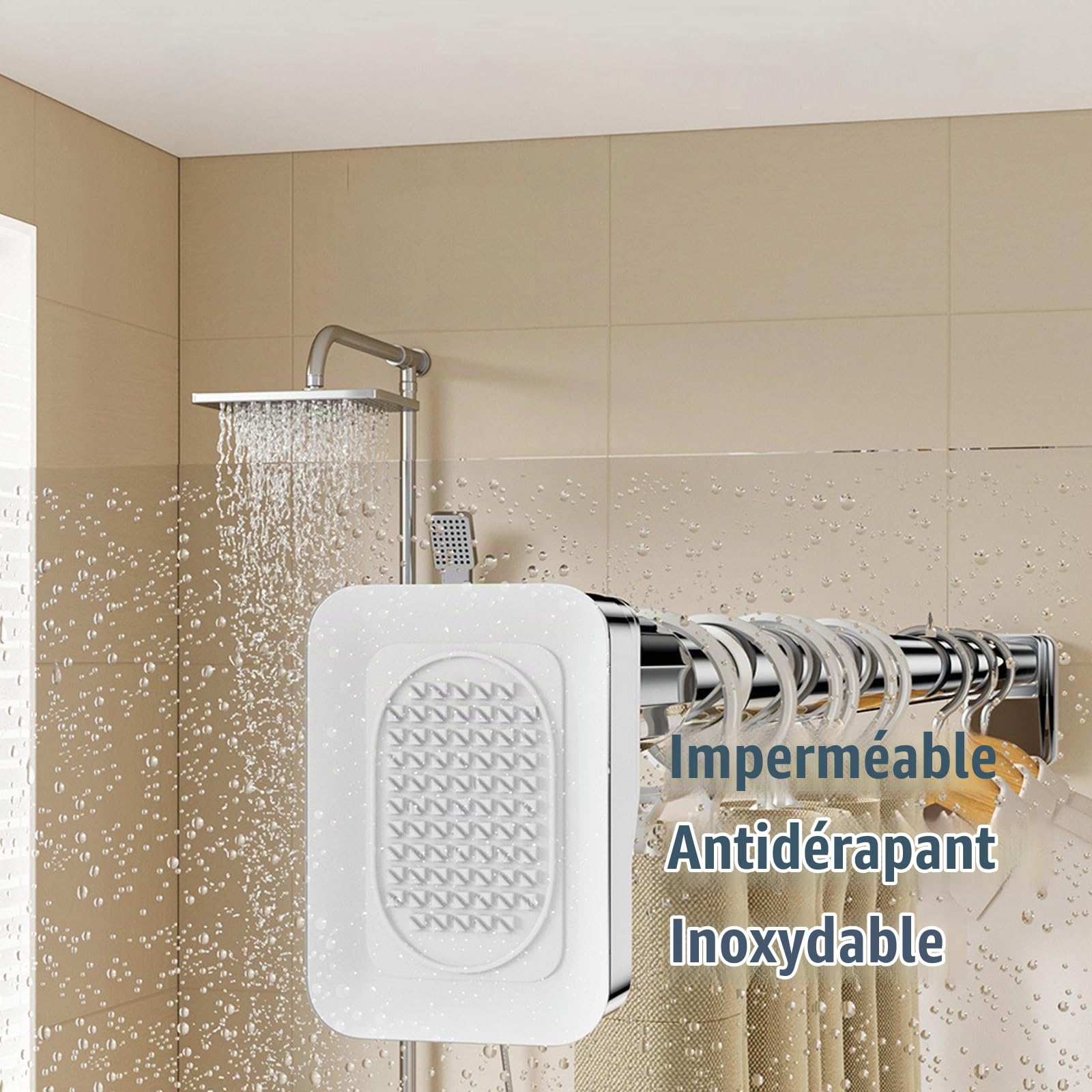 Tringle À Rideaux Sans Perçage Barre De Rideau Extensible 3m 4m 5m Tringle Rideaux En Acier Inoxydable Tringle Télescopique Pour Penderie Cintre Salle De Bains Balcon Ø 33 Mm(Gris,410-500cm)