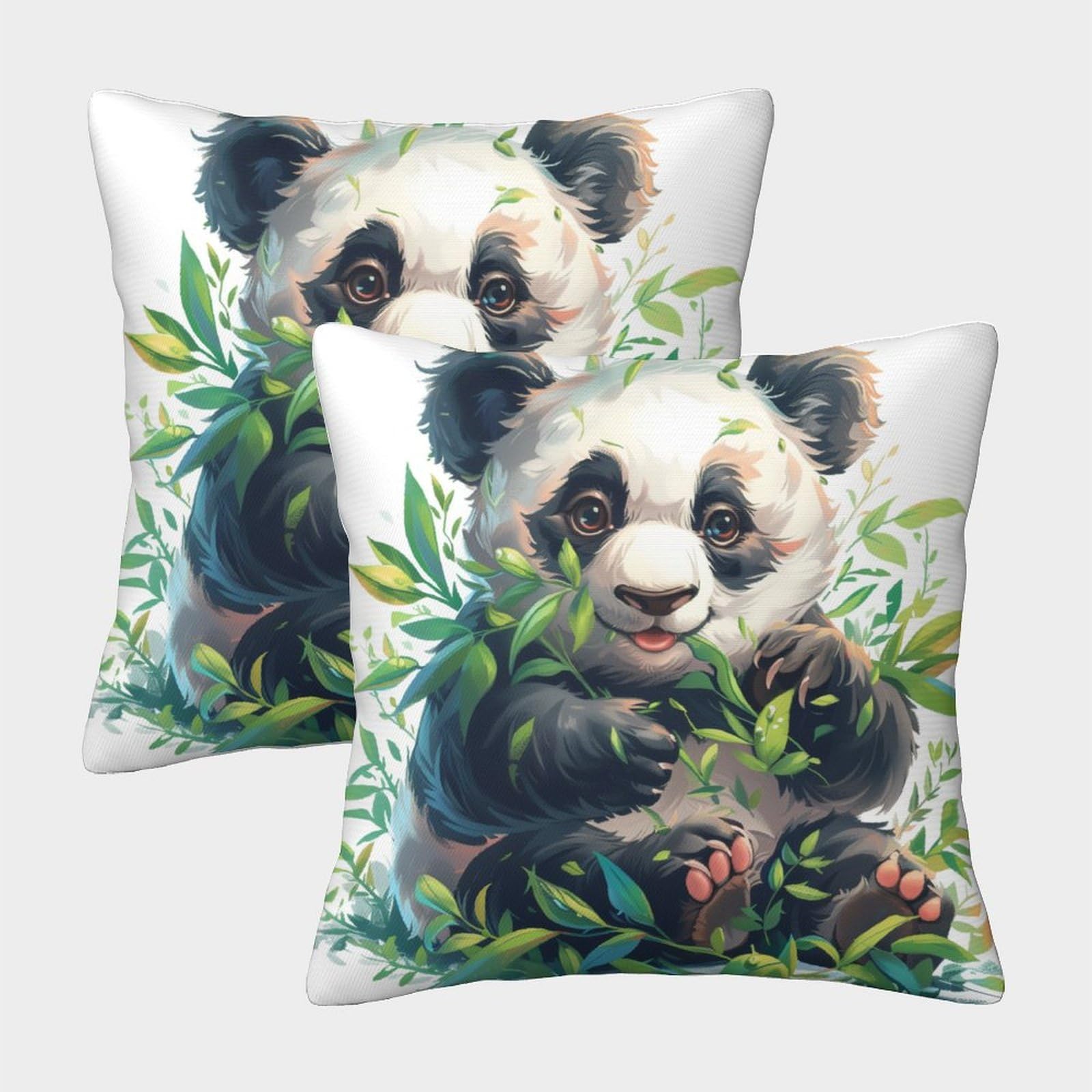 TNFHSOFT Set of 2 Panda Throw Pillow Covers 3D Print Cushion Case for Home Living Room Decor Decorative Throw Cushion Case 40x40cm