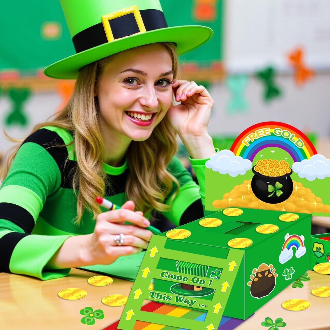 ZLIXING St Patricks Day Decorations for Leprechaun Trap Crafts Catch Kit for St Pattys Day Decor Accessories Party Favor Supplies
