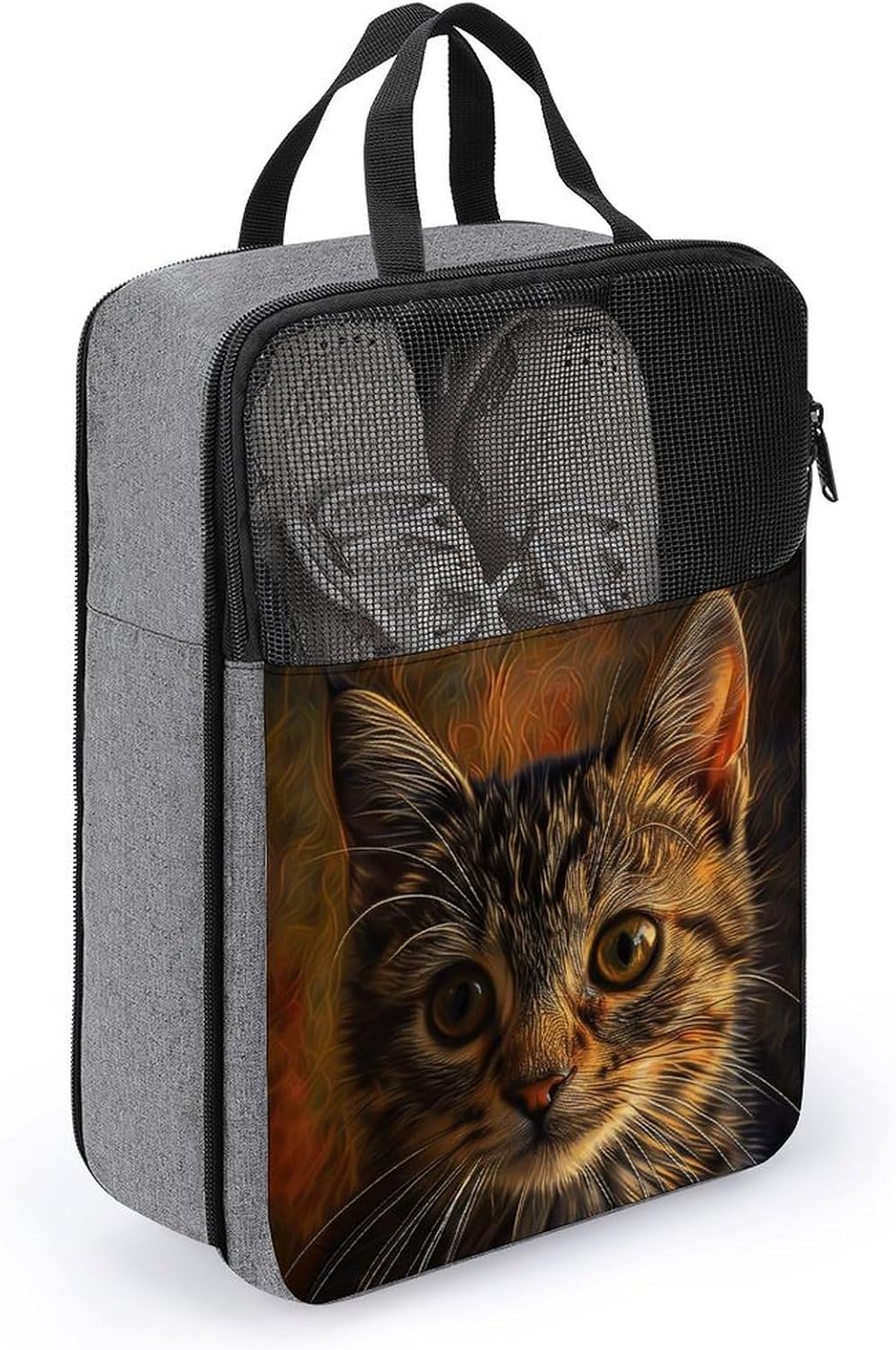 Travel Shoes Bag, Brown Tabby Cat Travel Bags for Shoes, Travel, Sports, Foldable Shoe Pouch for Men And Women