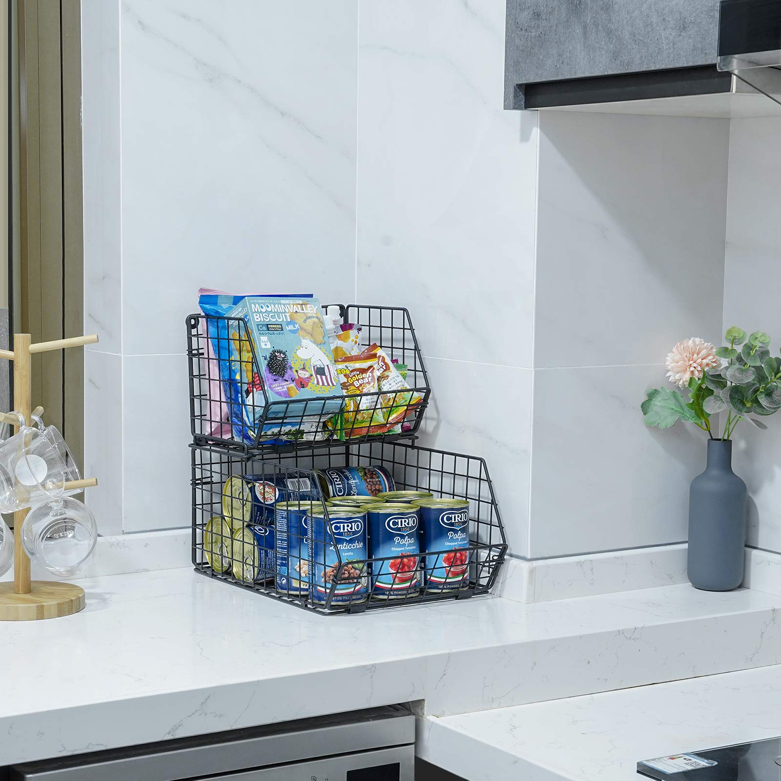 Fruit and Vegetable Basket,2Tier Wallmounted & Countertop Tiered