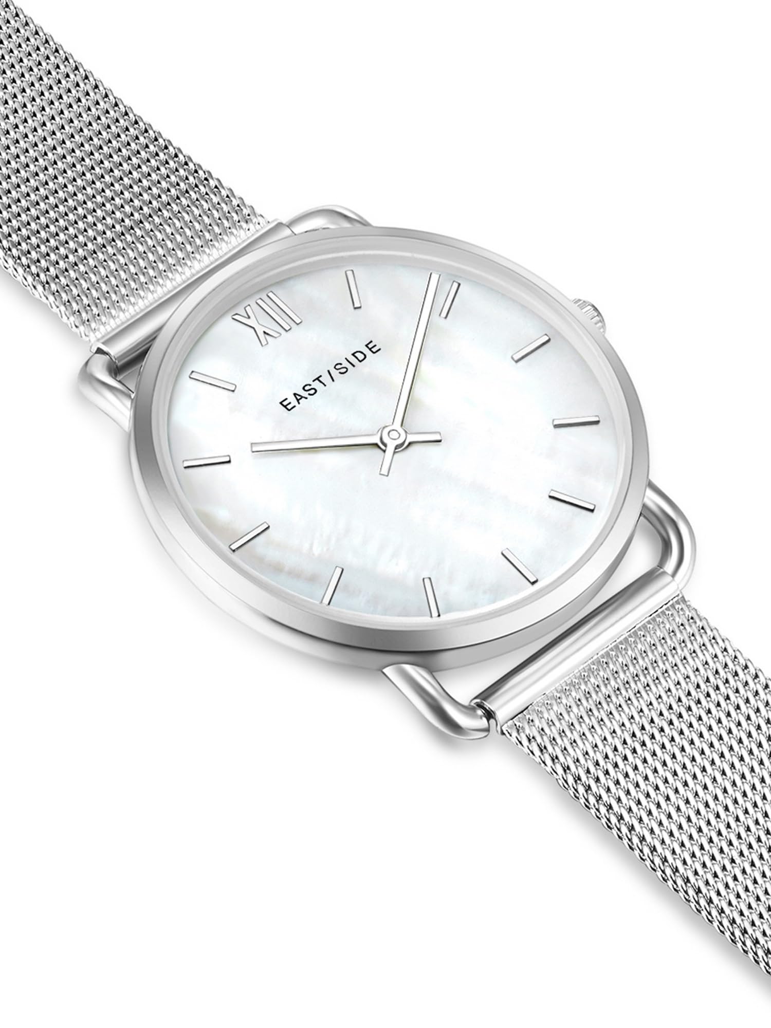 Eastside Damen Uhr Metall-Legierung Silber Quarzwerk 3 ATM
