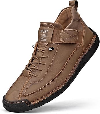 Womens Orthopedic Sneakers Hand-Stitched Arch Support Shoes Lace-Up Flat Elastic Strap Lightweight Leather Wide Toe Box Breathable Hiking Loafer