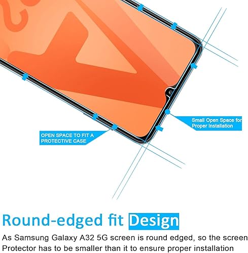 Miniatura 3 de NEW'C Paquete de 3 protectores de pantalla diseñados para Samsung Galaxy A32 5G, vidrio templado, compatible con fundas, antiarañazos, sin burbujas,