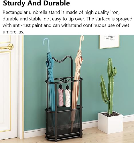 Miniatura 3 de Soporte de malla metálica para paraguas con ganchos, soporte de paraguas independiente para el hogar, entrada, oficina, hotel, estante de