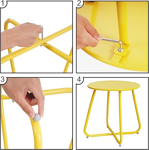 Miniatura 6 de Mesa decorativa de extremo redondo de 17.5 pulgadas resistente a la intemperie para balcón, color negro