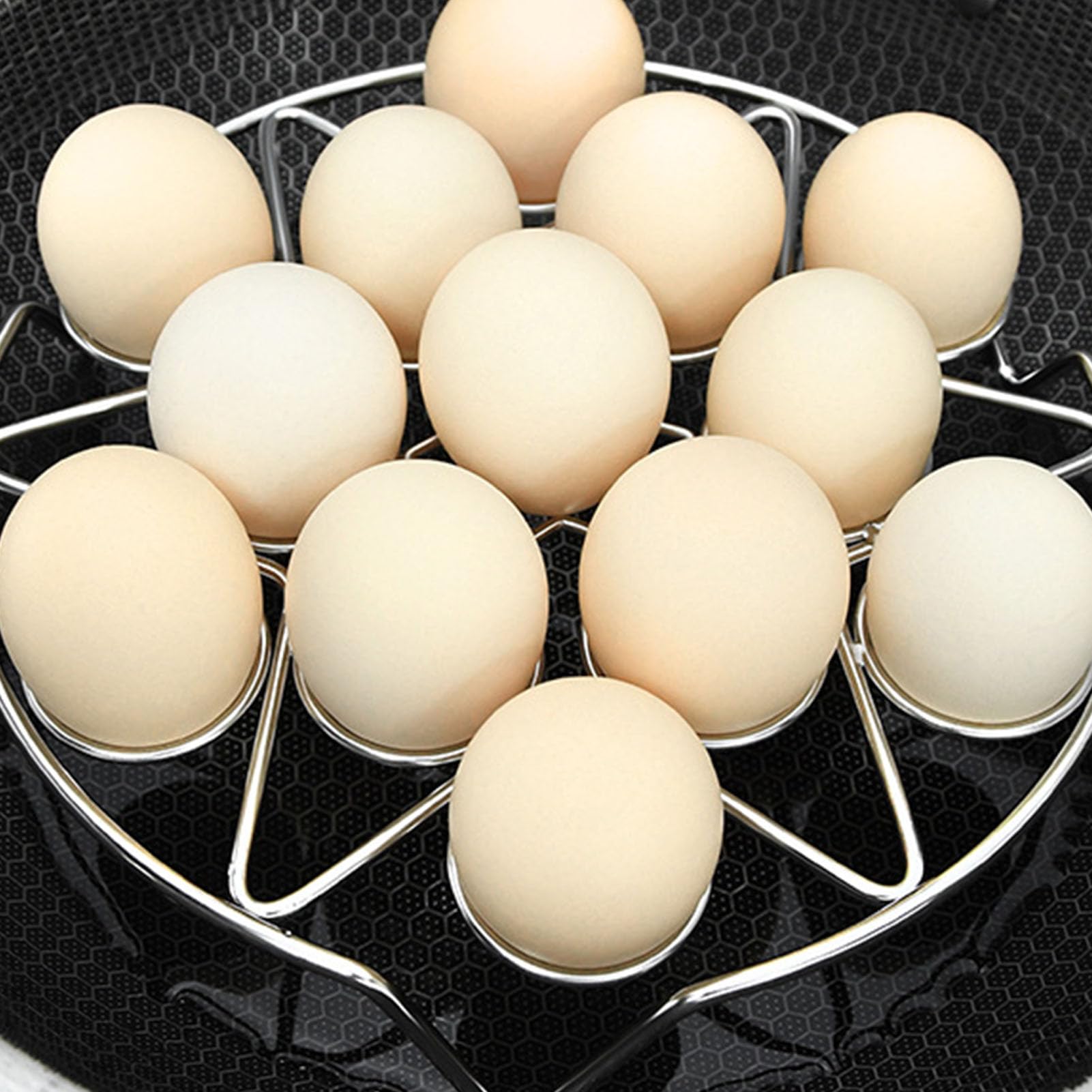 Sunicon Egg Steamer Rack, 304 Stainless Steel Round Portable Egg Steamer Rack Trivet Stackable Steamer Rack Egg Cooking Rack Compatible with Instant Pot Accessoires for Kitchen