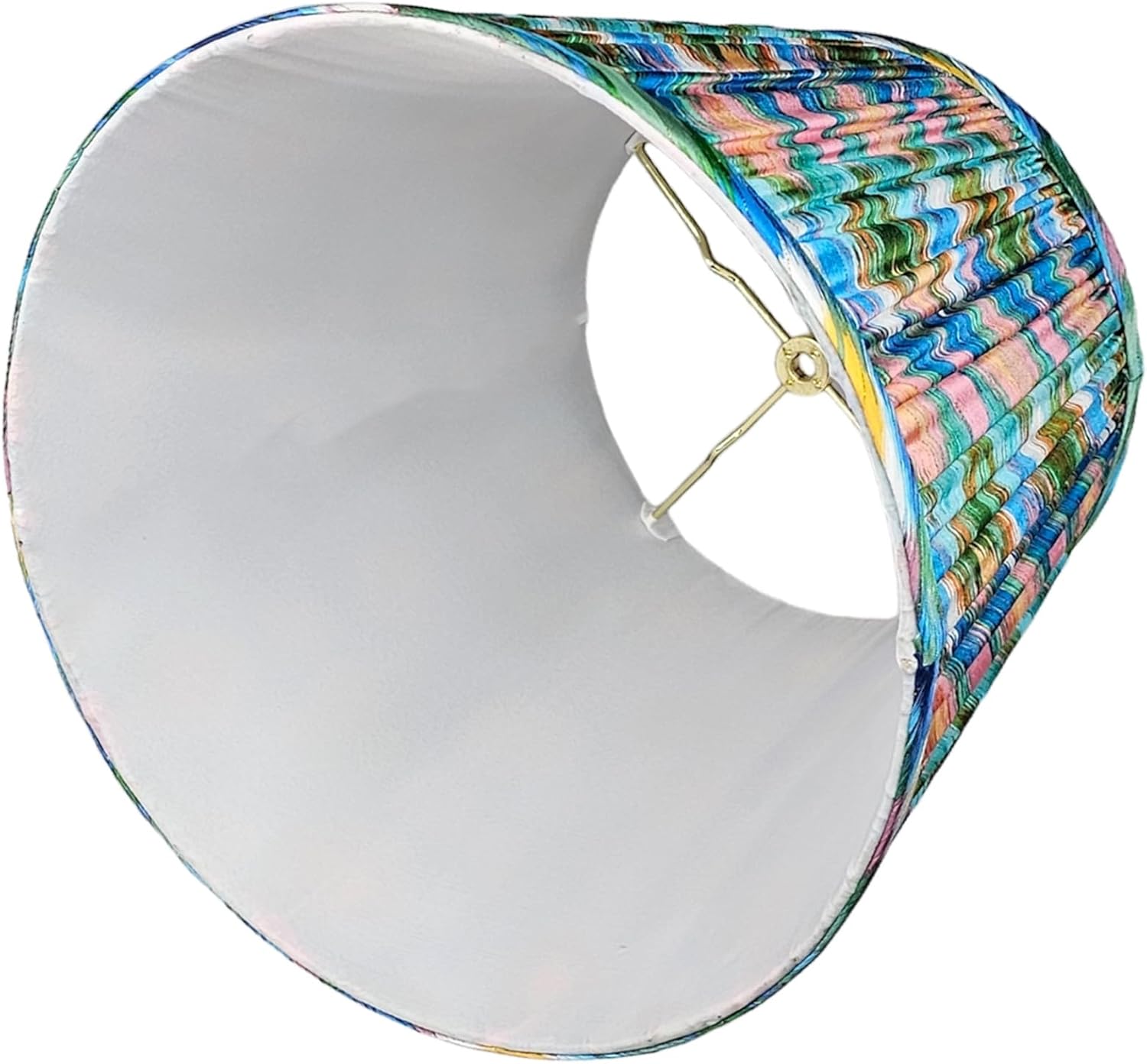 RDI Pleated Pattern Fabric Lampshade, Flora Collection, Large Lamp Shade, 10.5 x 16 x 11 inch (Top x Bottom x Height), Waterscape Blue