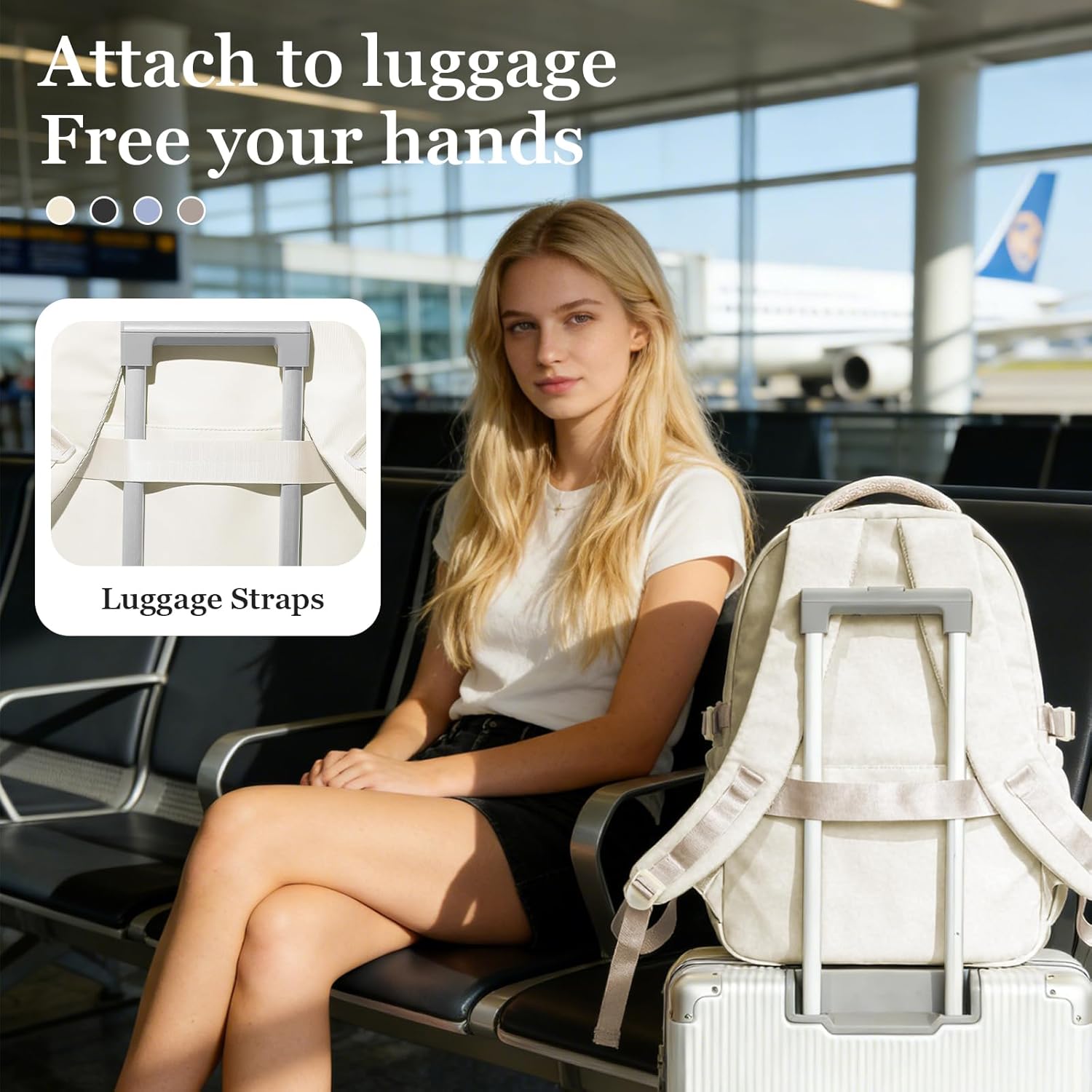 Simple Backpack for School Waterproof Backpack for Women Men Cute Casual Daypacks Lightweight Backpacks High School Bookbag for Teens Girls Boys(Beige) - Image 7