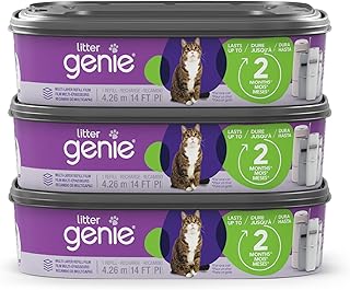 Litter Genie Refill Bags (3-Pack) | Multi-Layers of Odor-Barrier Technology | 1 Square Refill Cartridge Lasts Up to 2 Mont...
