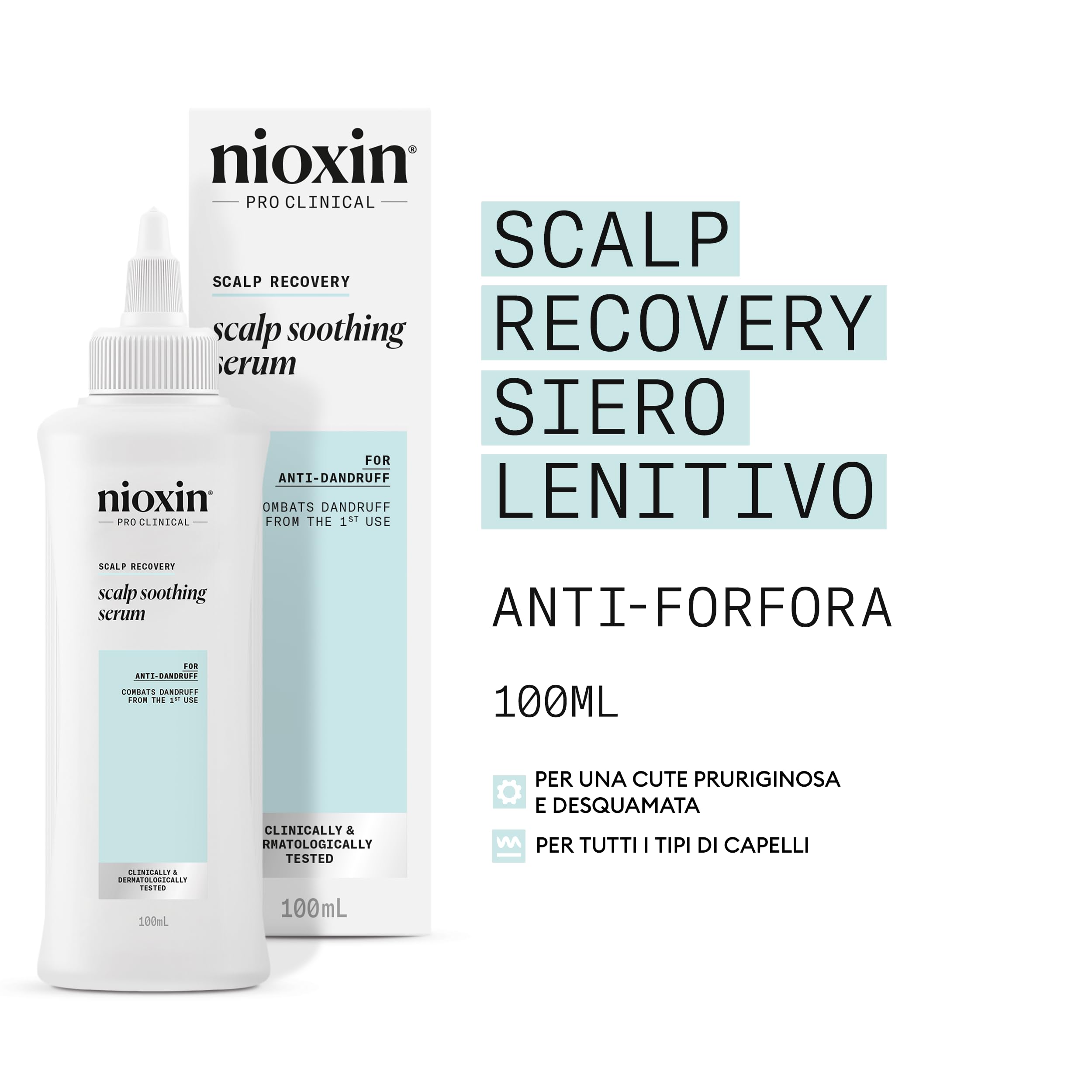Nioxin Scalp Recovery System Siero Lenitivo per Cuoio Capelluto - Trattamento per Cute Irritata, Secca e Squamosa - con Zinco Piritione (100ml)