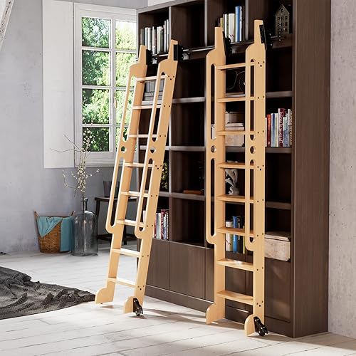 Miniatura 9 de KINMADE Kit de herramientas de escalera de biblioteca rodante, kit de extensión de 4 pies