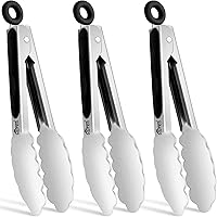 Vista 12 de Hotec - Pinzas de cocina de acero inoxidable (2 unidades, 9 - 12 pulgas / 23 y 30.5 cm, con cerradura de metal, agarre antideslizante), color negro