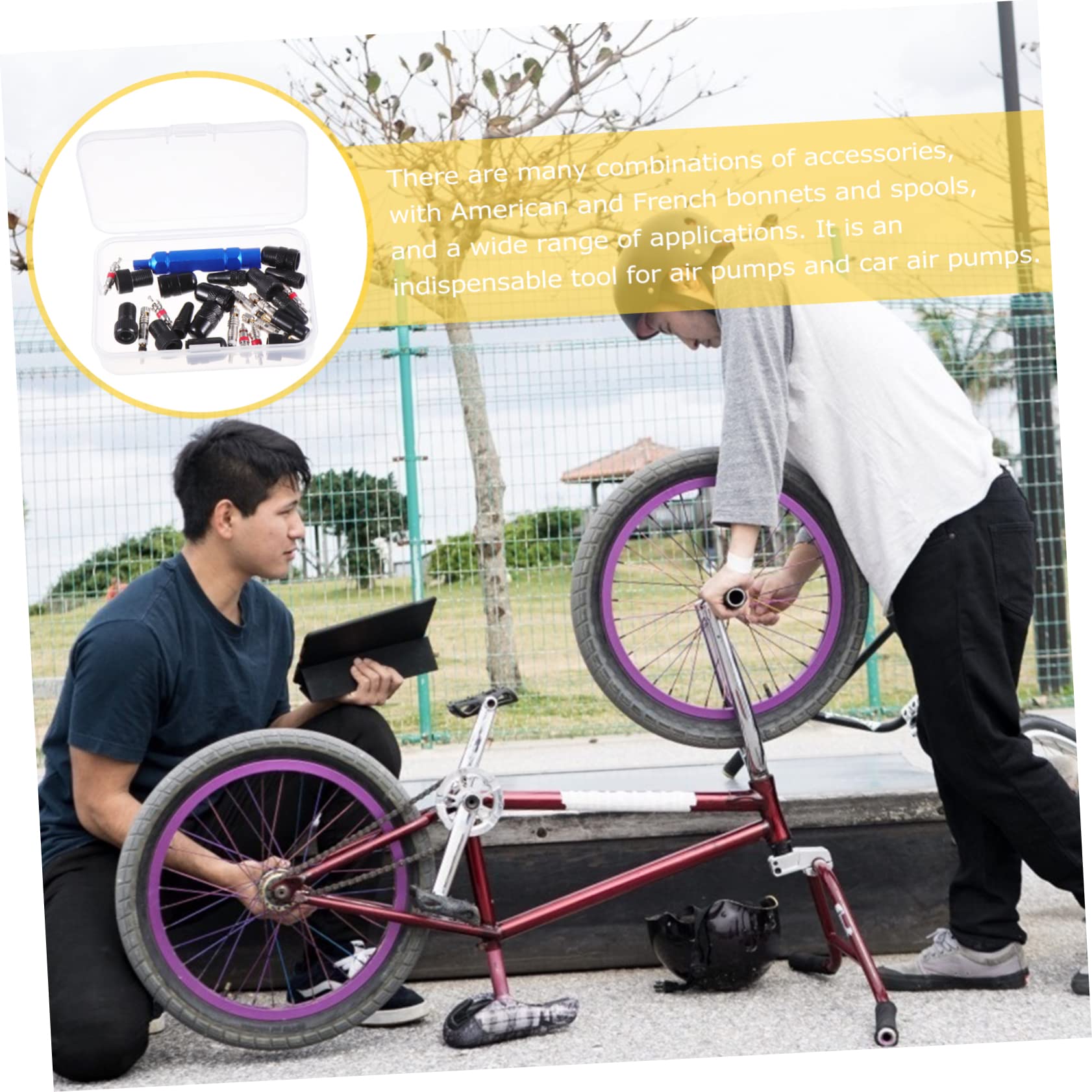Abaodam Fahrrad Reparatur Werkzeug Luft Adapter für Fahrradventile Auto Ventilkernwerkzeug Entfernung Ändern Fahrradadapter Reifenkappe Stängel Kappen Aluminiumlegierung Schwarz