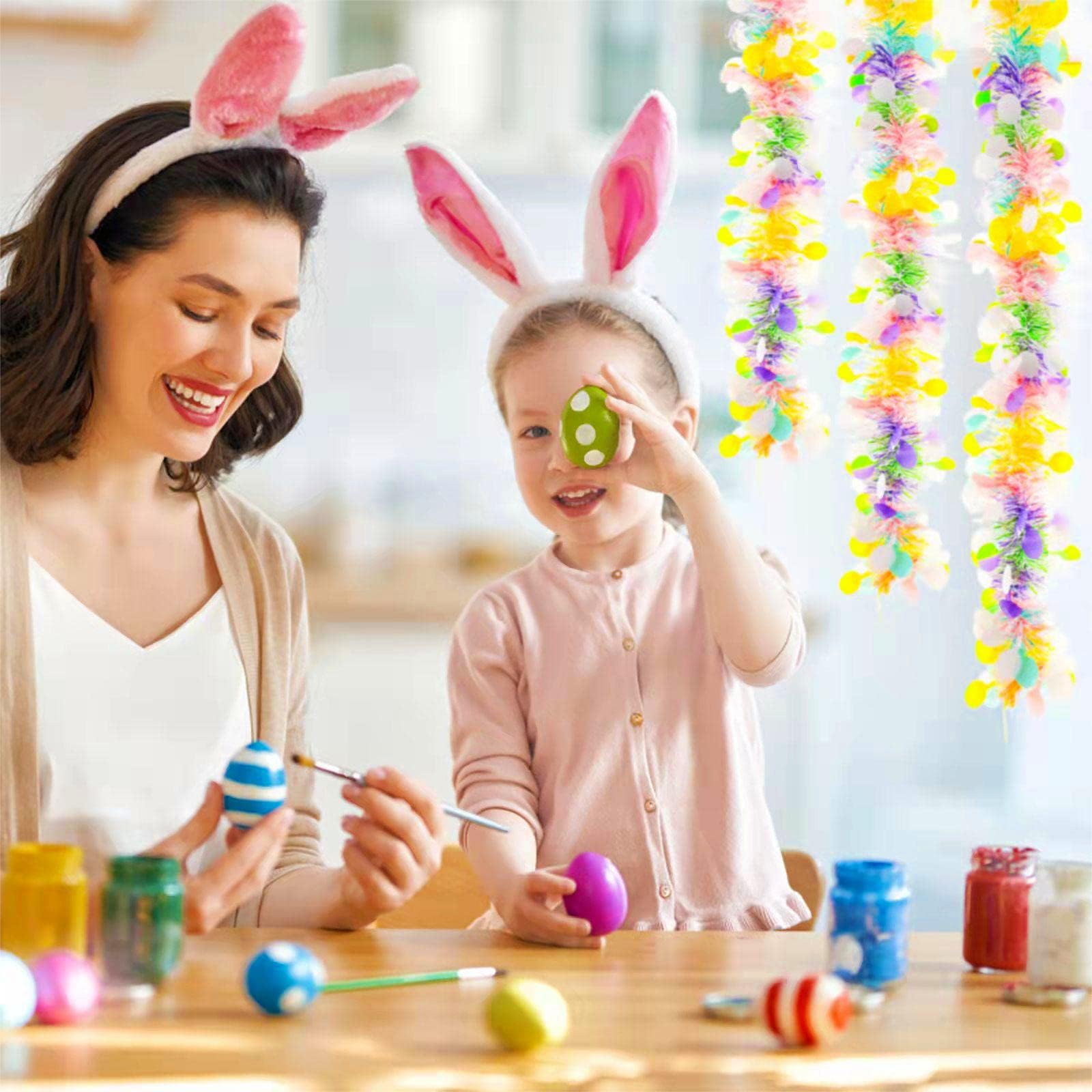 ＡＷＨＡＯ Ghirlanda di Fiori con Uova di Pasqua, Decorazioni pasquali con Uova di Pasqua Colorate Decorazioni pasquali per la Porta d'ingresso Ghirlande appese, Stile b