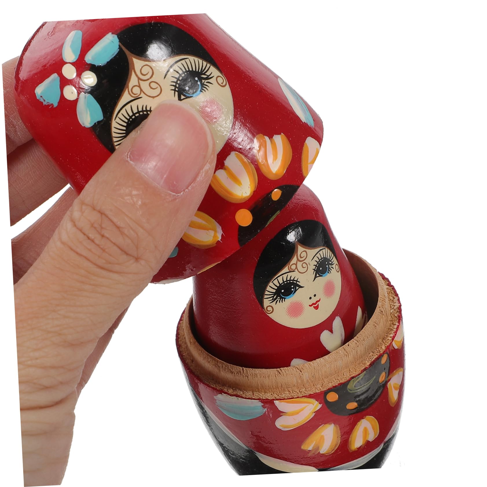 Garneck Set De Poupées Russes Matriochka Bois Peintes Main Jouets Garçon Fille Décoration Maison Rouge Jeu Educatif Bambins
