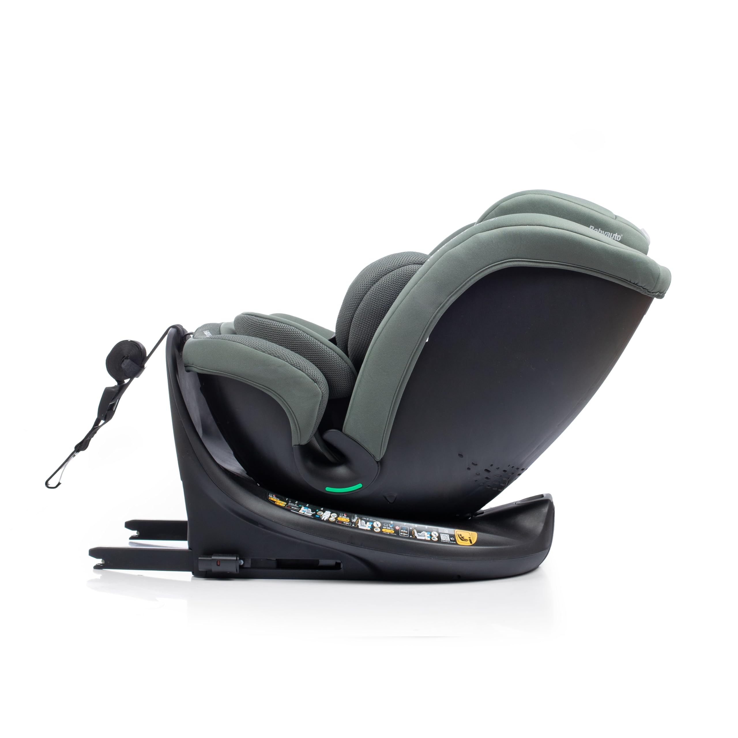 BABYAUTO – Silla de coche KANDA iFix 40-150 Centímetros i-Size – Isofix + Top Tether en base – Giro 360° – A contramarcha hasta 105 Centímetros – 4 reclinados – Reposacabezas ajustable (Pine Green)