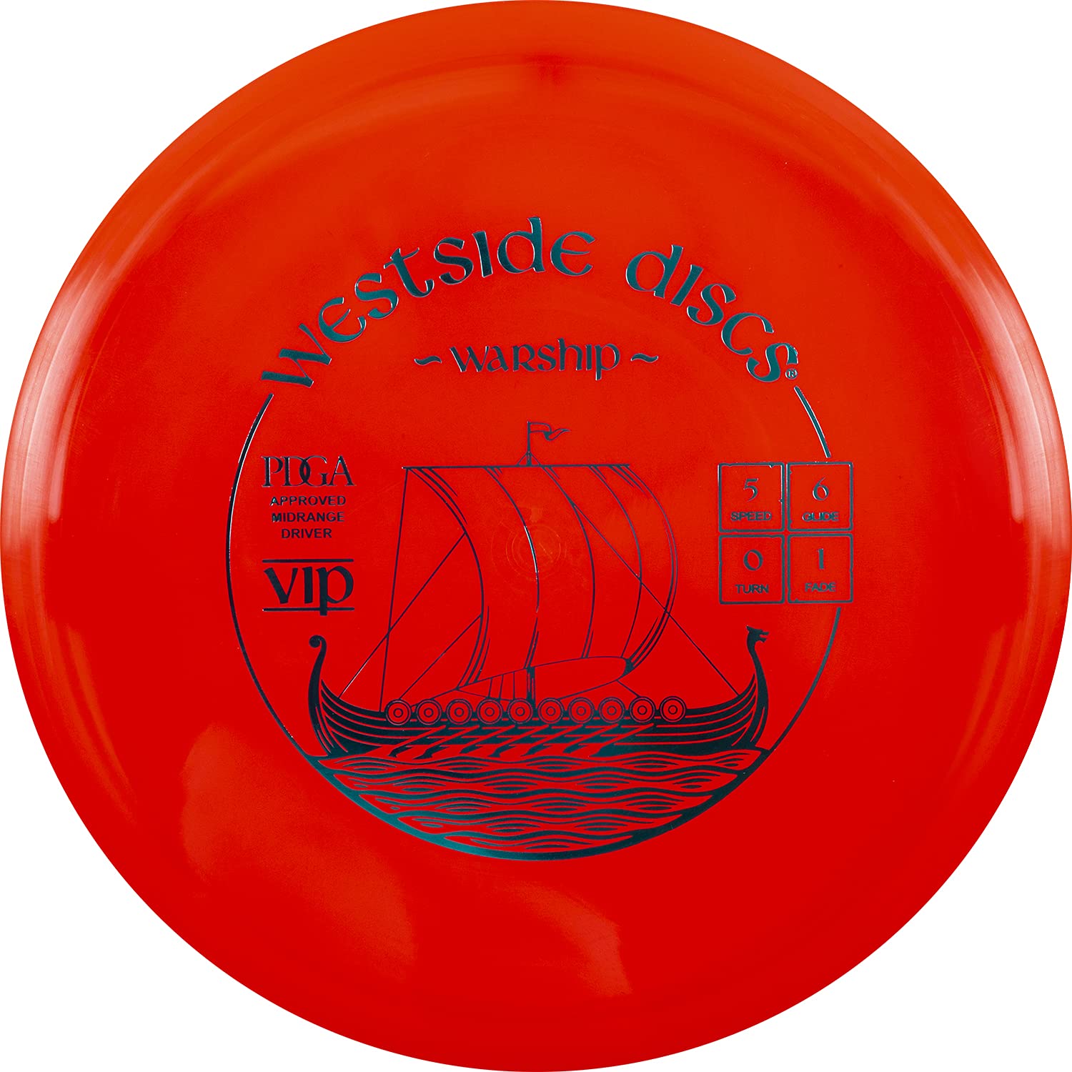 Westside Discs VIP Warship Disc Golf Midrange | Straight Flying Frisbee Golf Midrange | Controllable Golf Disc | Beginner Friendly Disc Golf Midrange | Stamp Colors Will Vary Red
