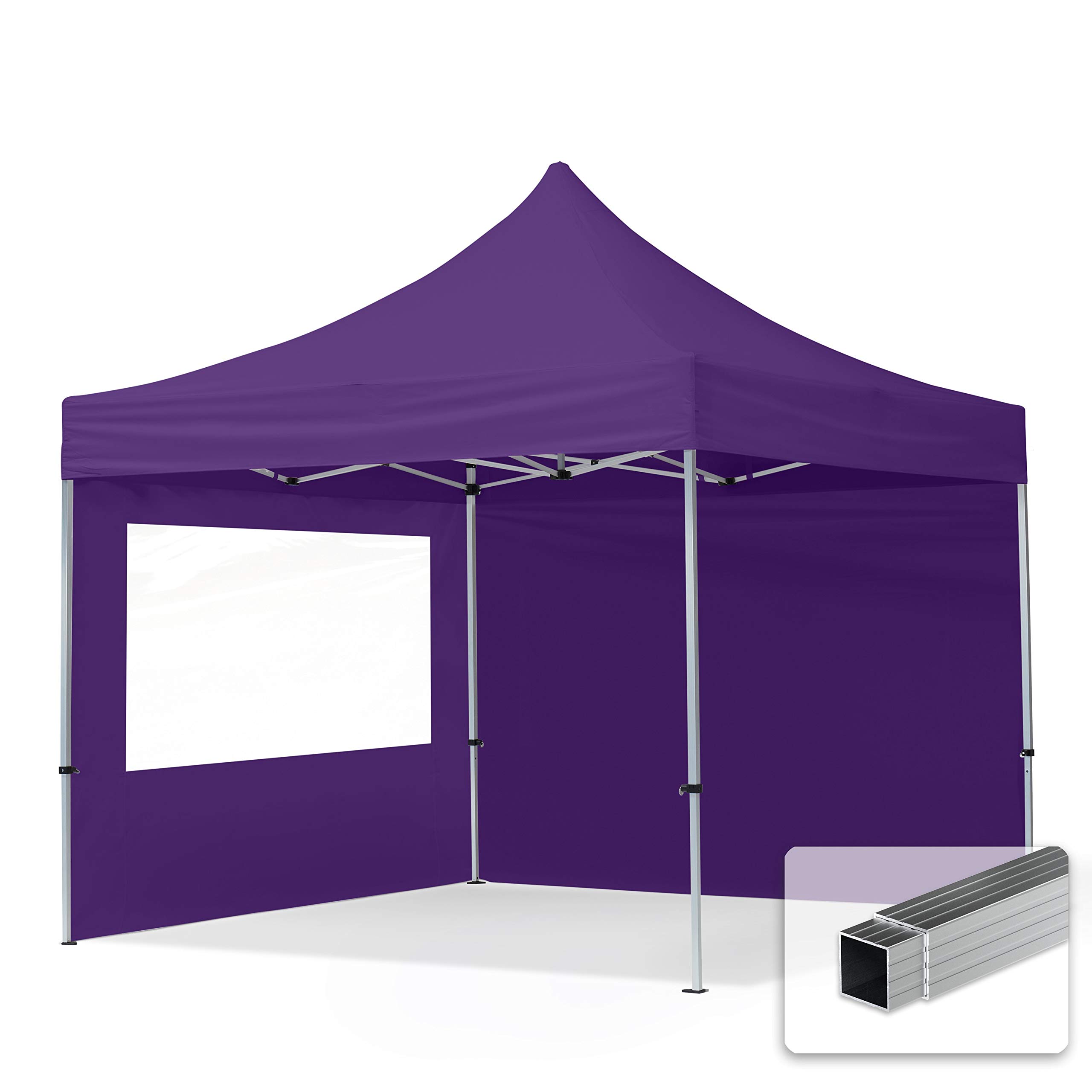 TOOLPORT Gazebo Pieghevole Giardino 3x3m - 2 Laterali Alluminio Telo Idrorepellente Padiglione Mercati Sagre Viola