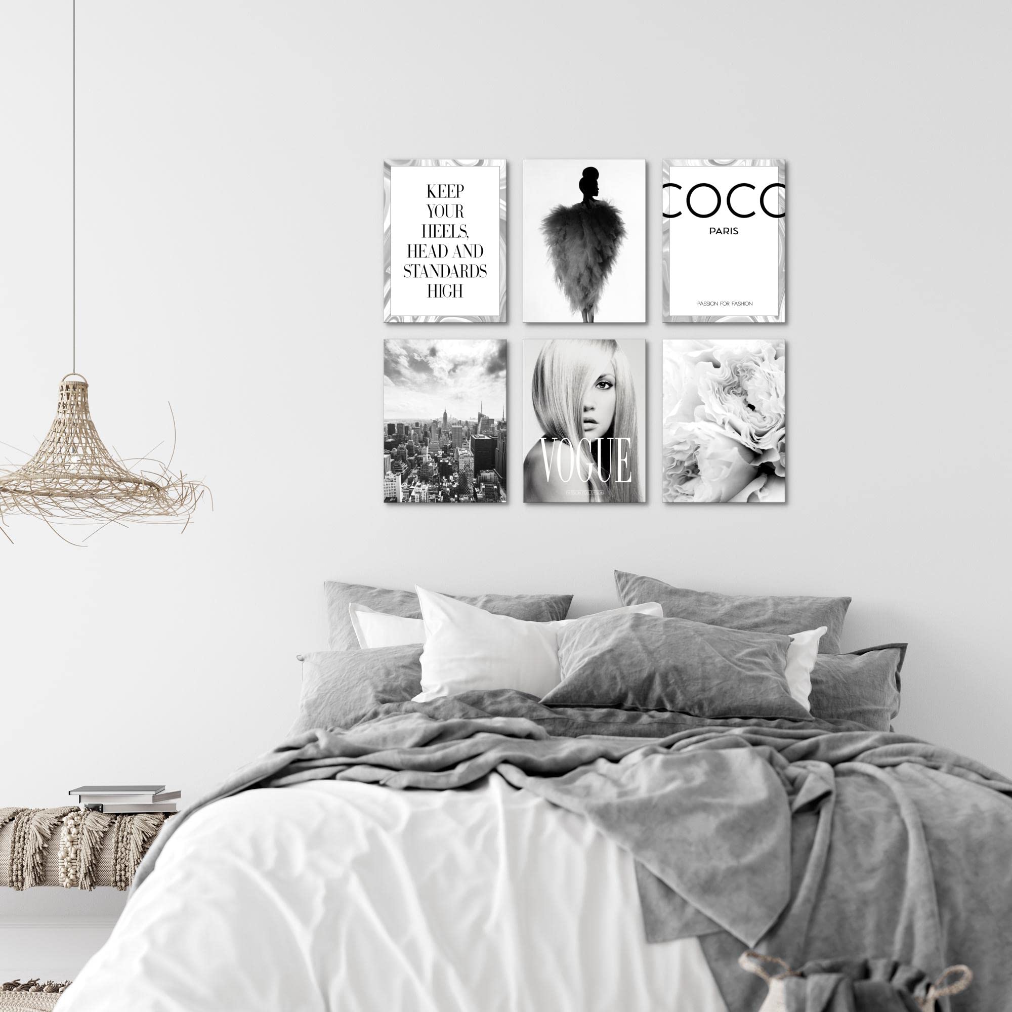 Tableau Décoration Murale Good Day - Lot 7 Cadres Modernes Rose 30x40 & 20x30 Cm