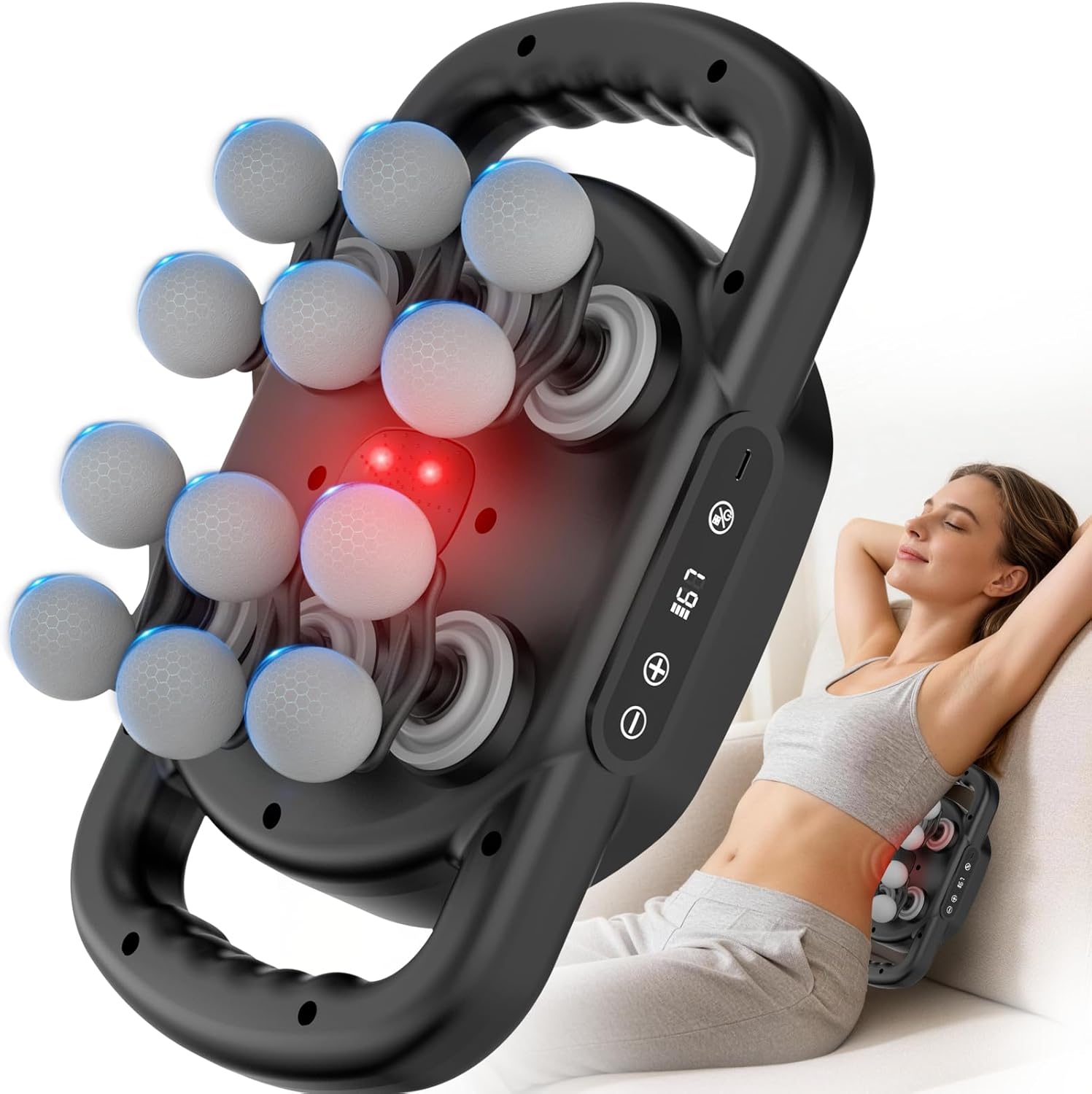 12 Head Massage Gun Deep Tissue Muscle Massager,Cordless Electric Percussion Massage Tool with 9 Levels 9 Modes for Back/Neck/Shoulder/Hand/Leg/Foot Full Body Muscle Pain Relief,Office Home Gym Use