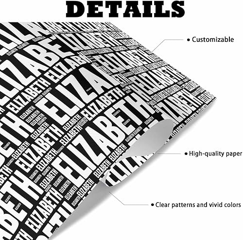 Miniatura 4 de Papel negro de envoltura de regalo personalizado para niños, mujeres, hombres, fiesta de cumpleaños, Navidad, papel de regalo personalizado, rollo