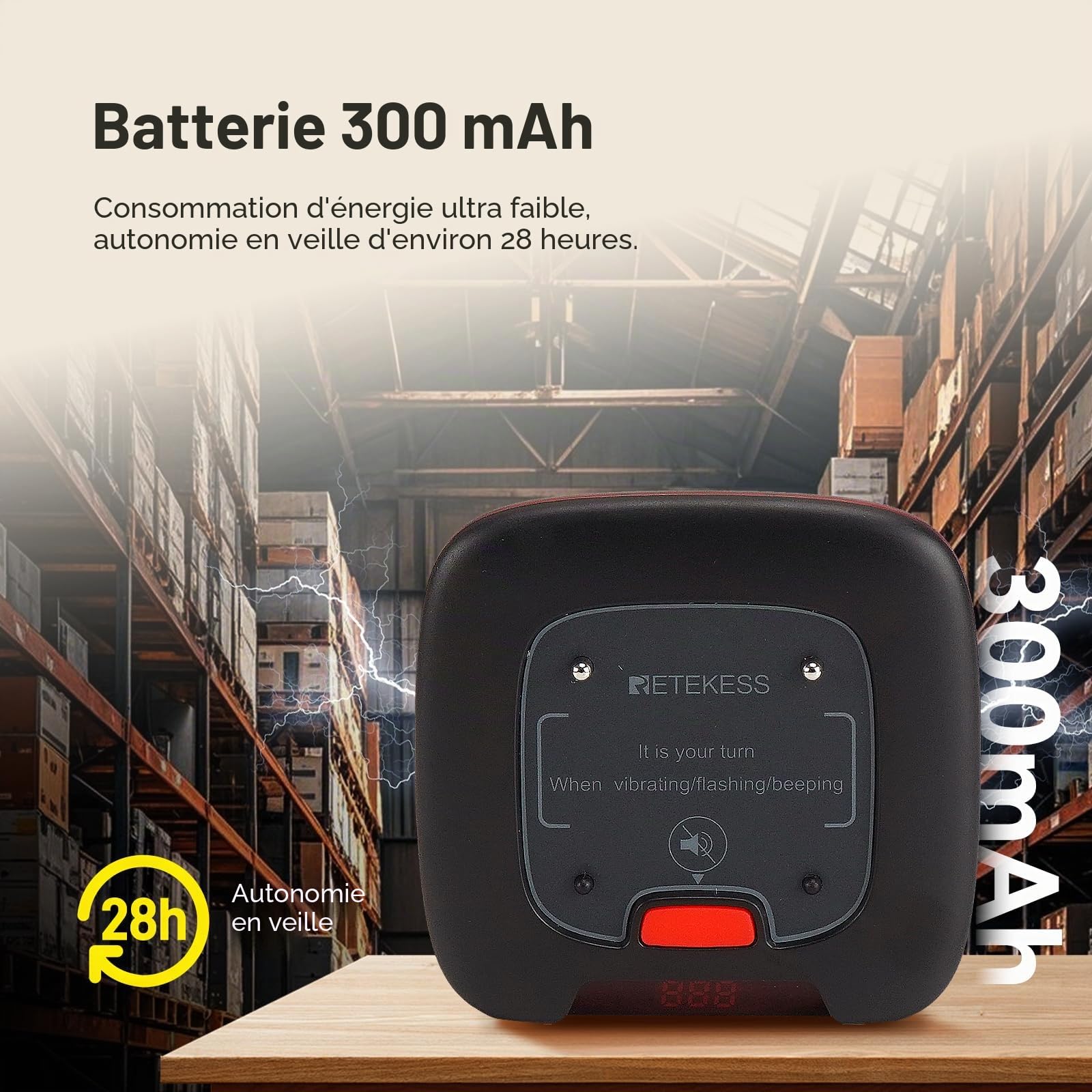 Retekess TD183 Bipeur Restaurant, Restaurant Pager, 20 Bippers | pour Logistique, Usines, Club, FSK 800M, Batterie 300 mAh 28H, Fonction de Rappel des Modèles d'Appel