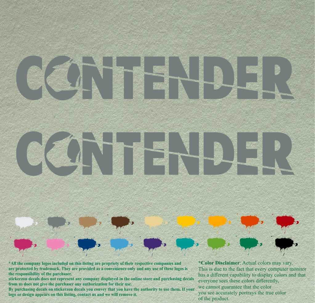 Pair of Contender Boats Compatible Replacement Decals Vinyl Stickers Boat Outboard Motor Set of 2 (18