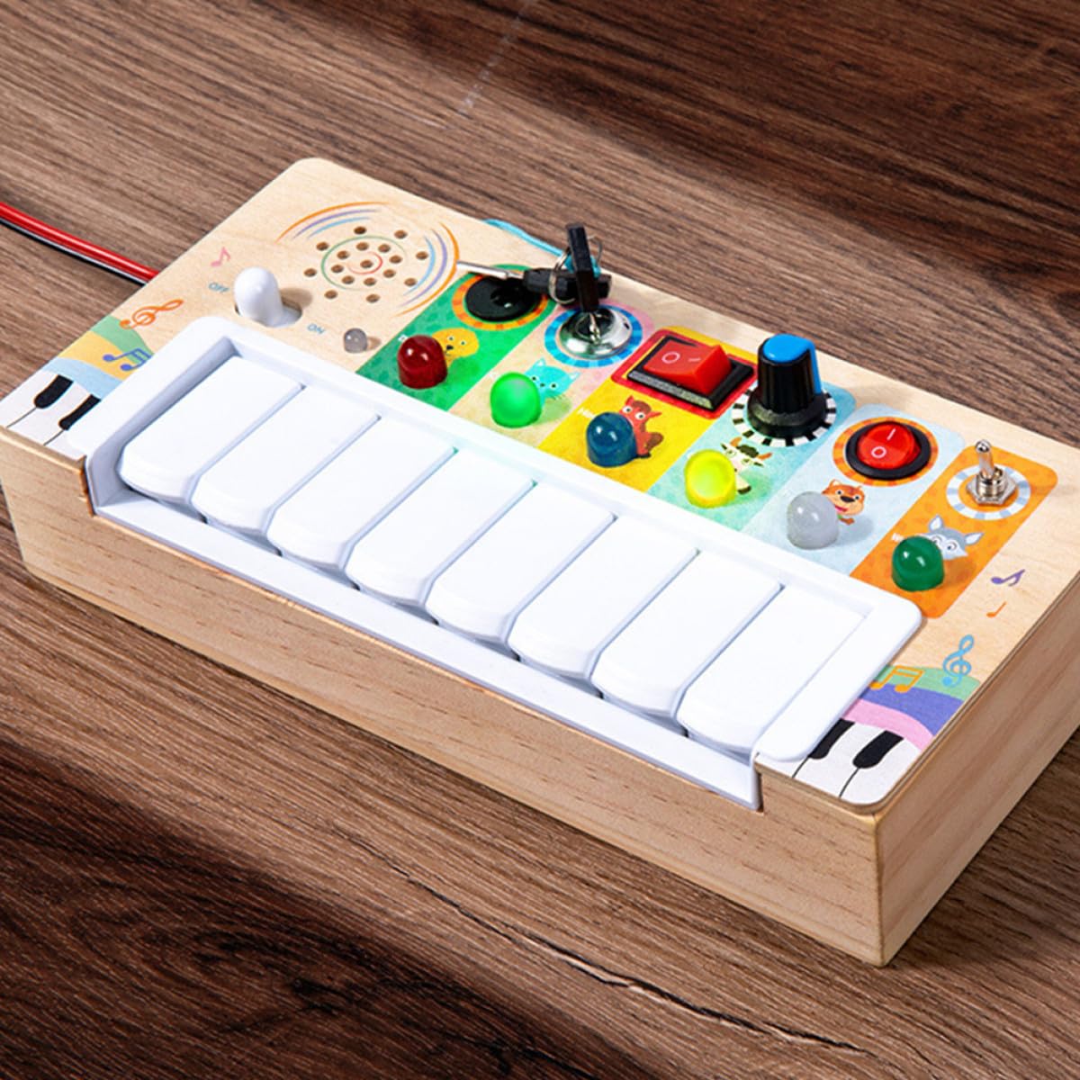Abaodam Juguete Electrónico Musical para Niños de Madera Color Caqui, Portátil y Seguro para Interiores, Adecuado para Aprender Música y Desarrollo Infantil