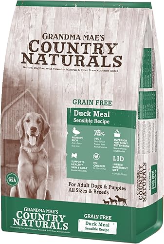Grandma Mae's Country Naturals Country Naturals - Pato para perros sin cereales con ingredientes limitados, 4 libras
