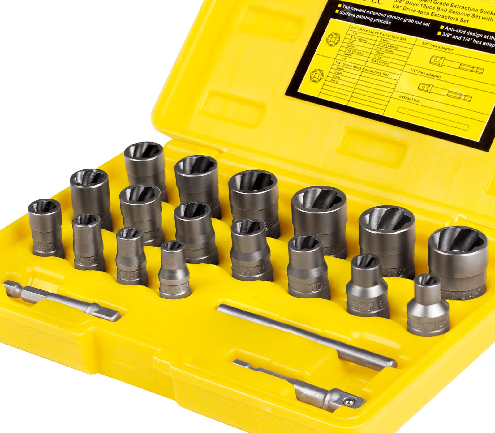 Buy TOPEC 20Pcs Extended Version Bolt Extractor Set, Impact Bolt & Nut