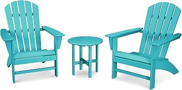 POLYWOOD Nautical 3-Piece Adirondack Chair Set