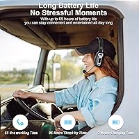Vista 4 de Auriculares Bluetooth BRAMMAR Trucker con cancelación de ruido AI y micrófono, auriculares Trucker con 65 horas de tiempo de conversación y botón