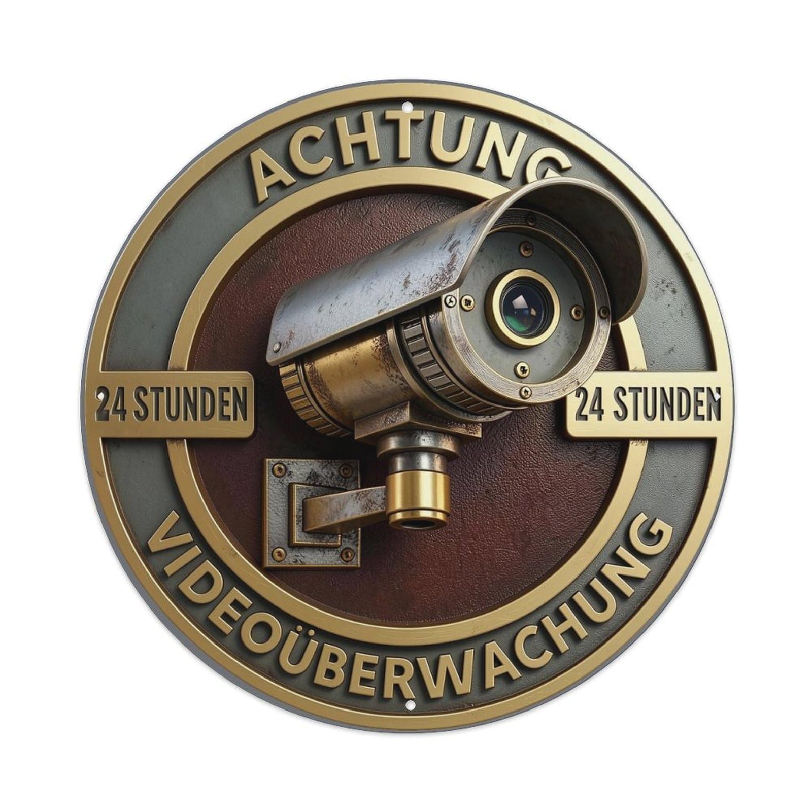Attention 24 Hours Video Surveillance Metal Tin Sign Plaque