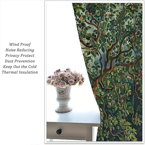 Miniatura 187 de Retro 70s Floral Blackout Window Curtains, Watercolor Flower Plant Rustic Modern Style Pattern Window Drapes, for Bedroom Living Room 42x45in 2