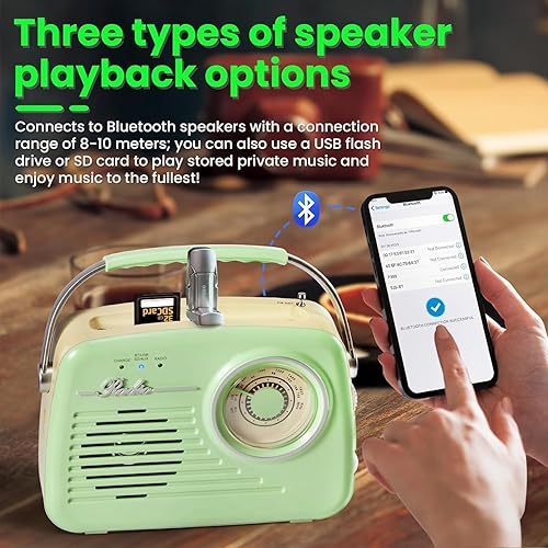 Miniatura 3 de Radio portátil enchufable para el hogarpared al aire libre, radio vintage con Bluetooth, esfera grande fácil de usar, adecuada para el hogar, al