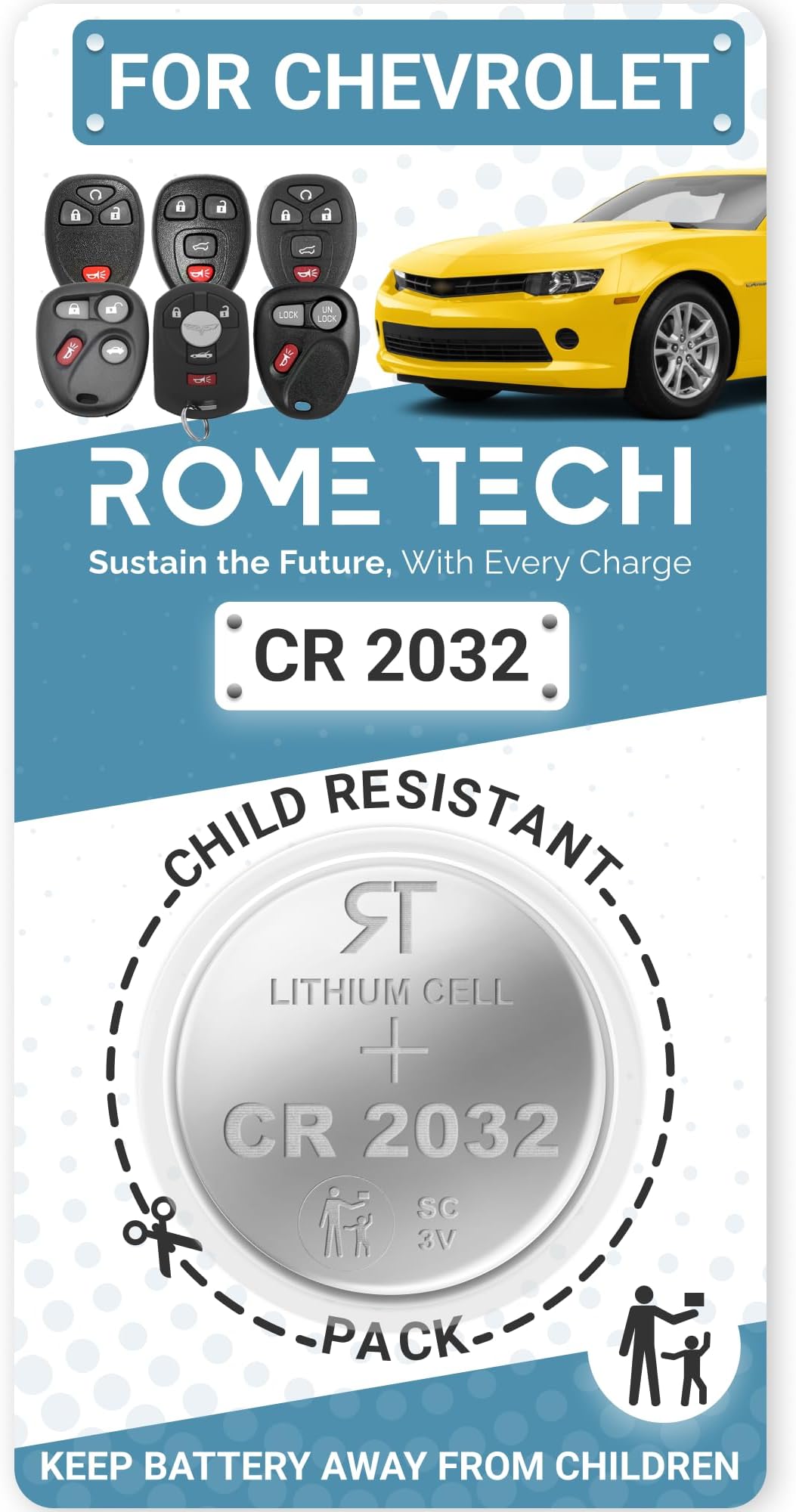 Replacement Batteries For Chevy GMC Key Fobs - CR2032 For Silverado, Equinox, Malibu, Tahoe & More