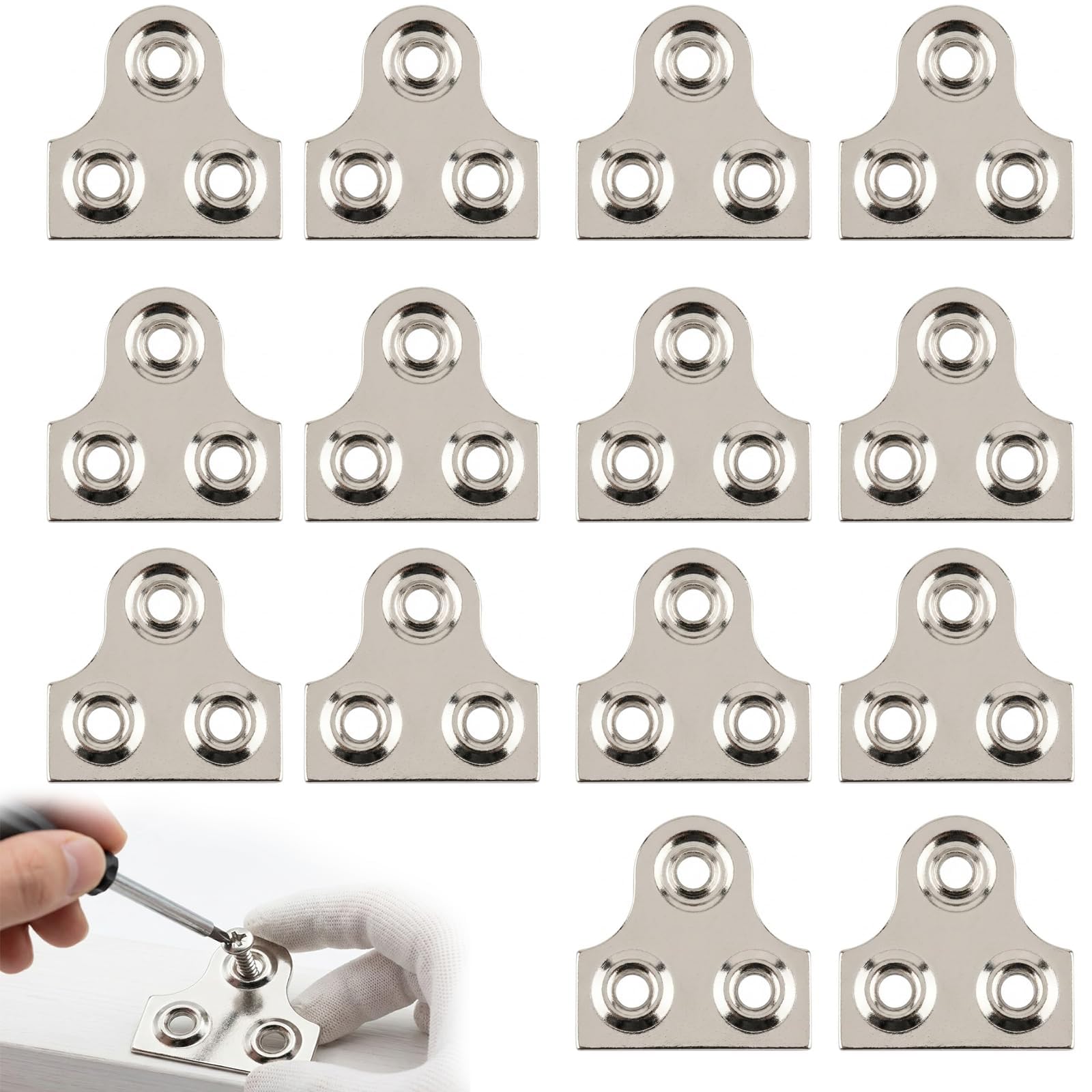 XIYING 14 Pcs Picture Hanging Plates Mirror Hardware, 51mm Silver Mirror Brackets for Frame and Wall Projects