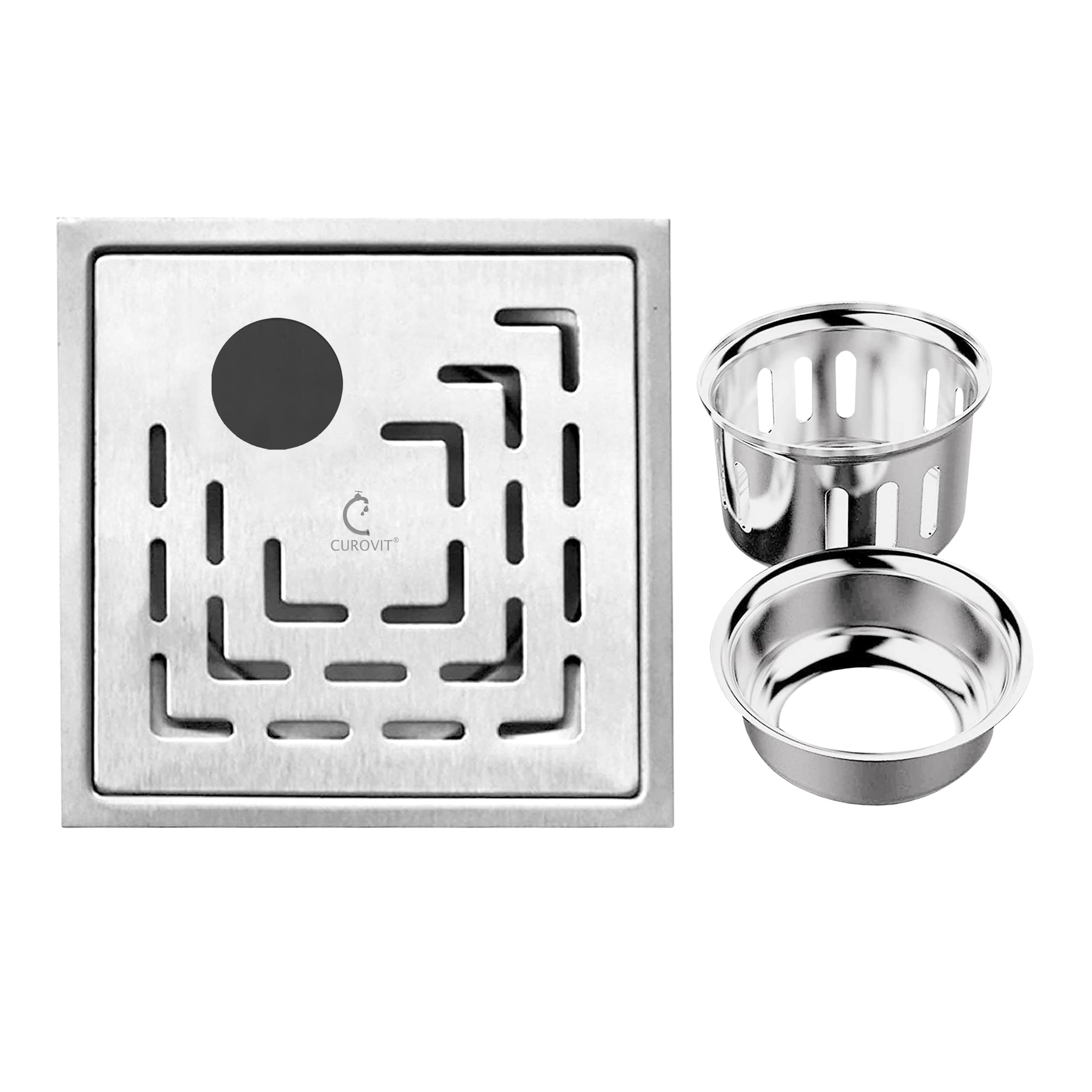 CUROVIT Stainless Steel 5"x5" Hippo Square Hole with Anti-Cockroach Water Drain | Floor Jali for Bathroom & Kitchen. (B09BF3W5PC) Amazon Price History, Amazon Price Tracker
