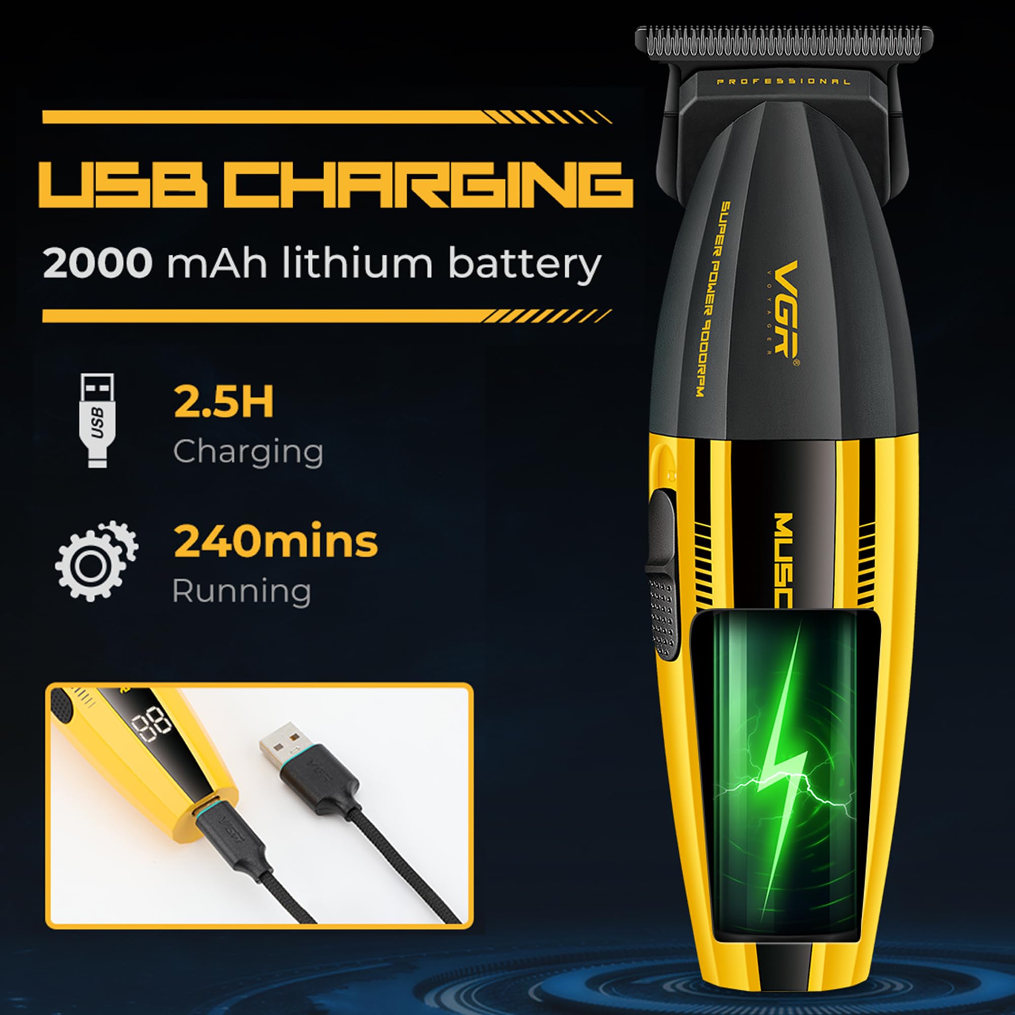 VGR 285T Professional Hair Trimmer for Men with Zero-Gap T-Blade