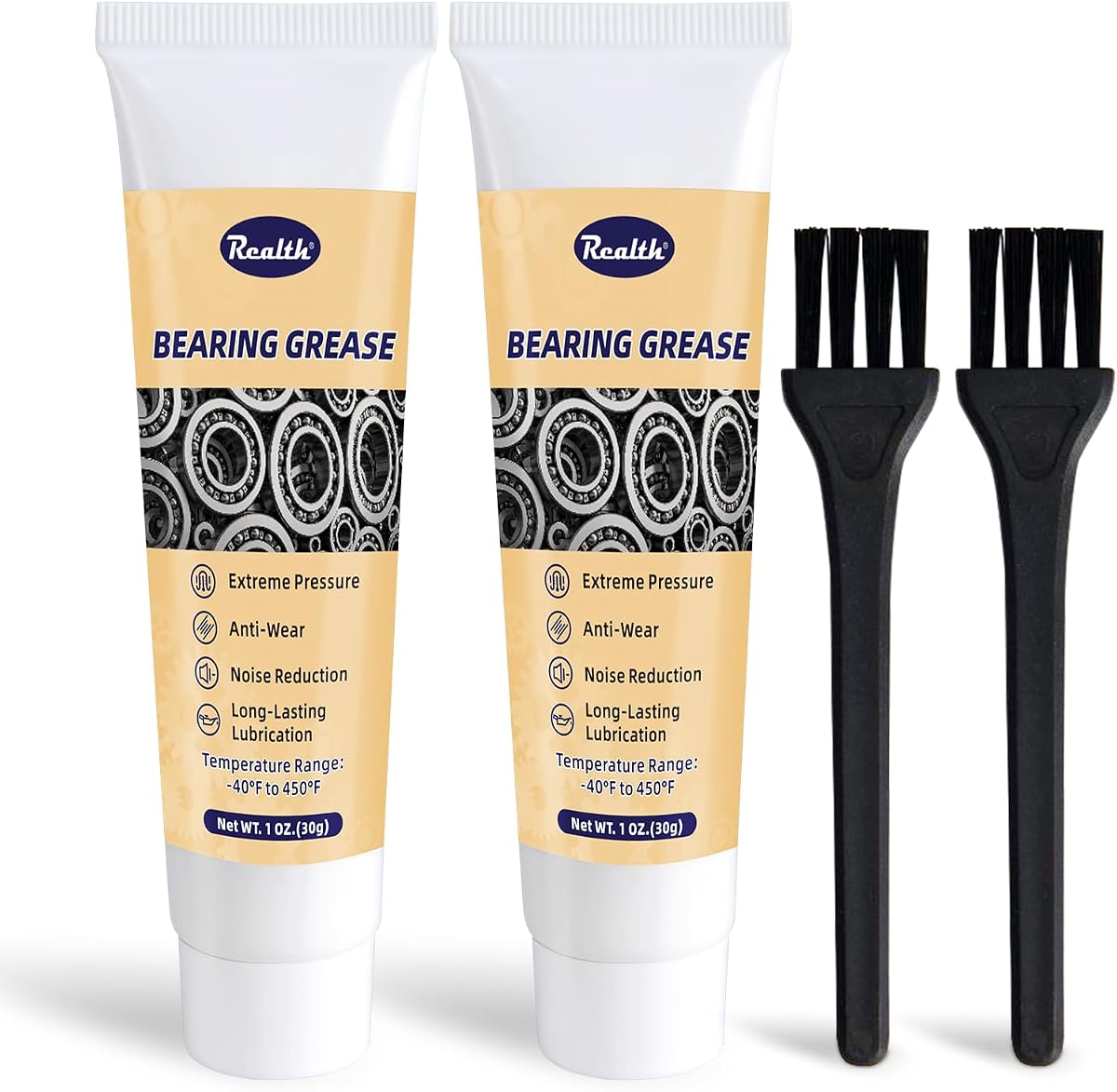 Realth Heavy Duty Bearing Grease 1 oz, 2 Pack | Extreme Pressure Lubricant for Bearings, Rails, Worm Gears in Automotive, Manufacturing , Machinery