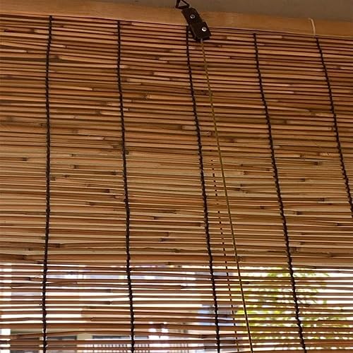 Miniatura 4 de YYQ SHOP - Persiana enrollable de bambú translúcido para protección de ventanas, cortinas naturales romanas, 36 x 68 pulgadas, 46 x 72 pulgadas