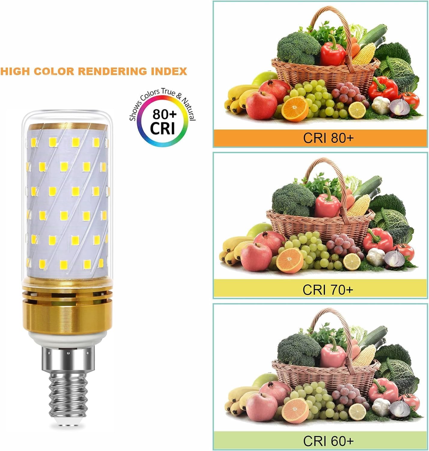 Jiotouhu E14 LED Corn Light Bulb, 9W, E14 90W Halogen Bulbs Equivalent, Cold White 6000K, 900LM, 175V-265V - Image 4