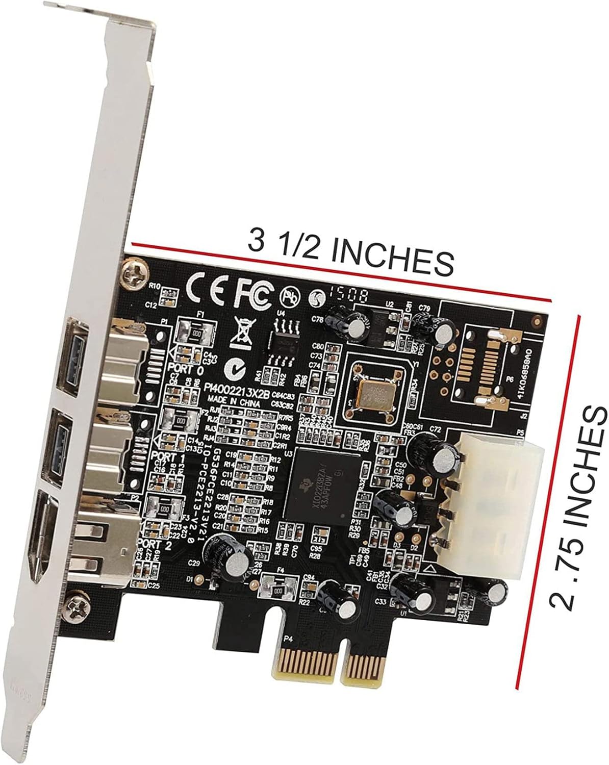 -PEX30016 3 Port IEEE 1394 Firewire 1394B & 1394A PCIe 1.1 X1 Card TI XIO2213B Chipset Requires Legacy Driver, Black, 500229869