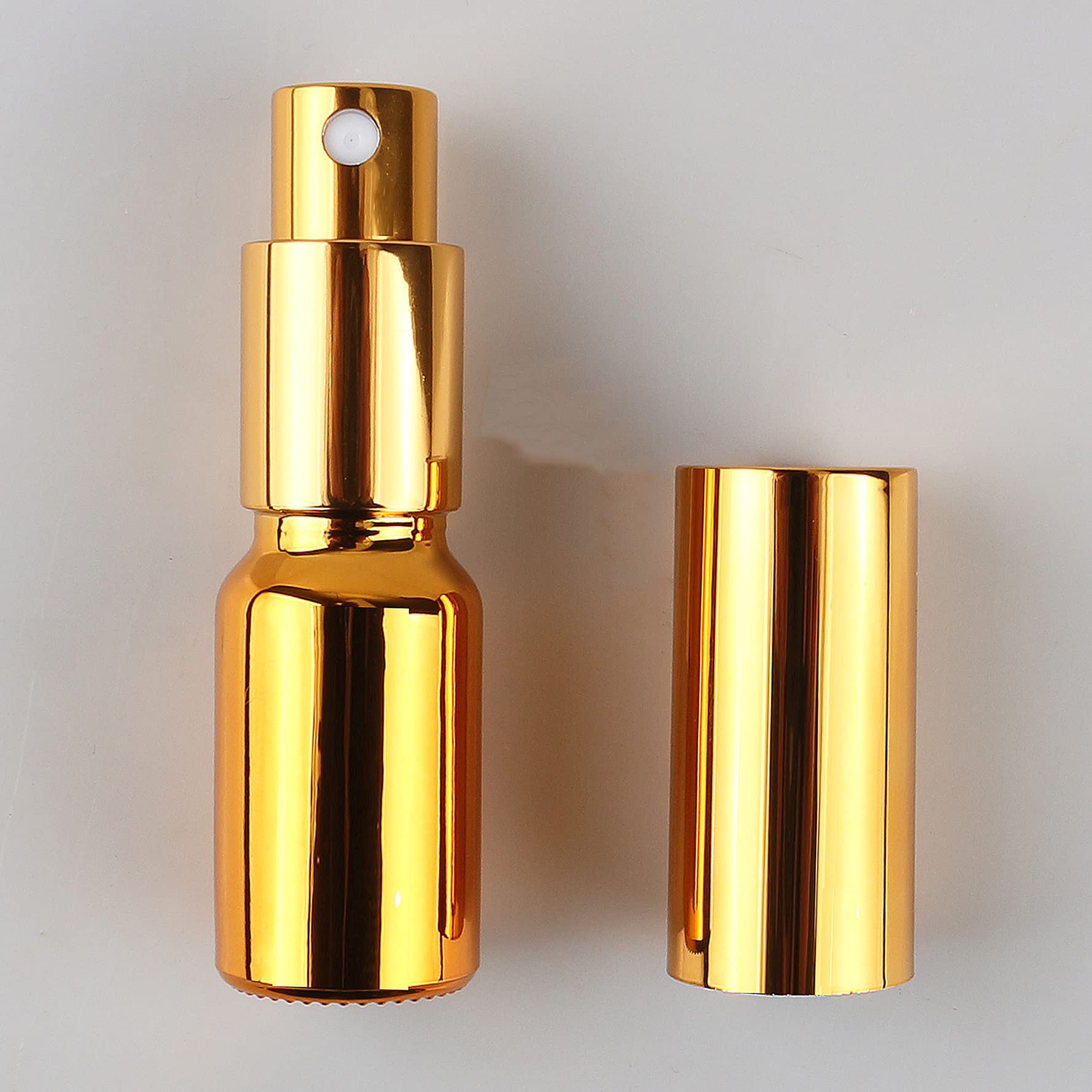 24 pezzis 10ml Flacone Spray in vetro oro rivestimento-UV & 2pezzis imbuto, 10 ml Bottiglie Vuote Riutilizzabile da Viaggio Contenitori per Profumo Pulizia della Casa