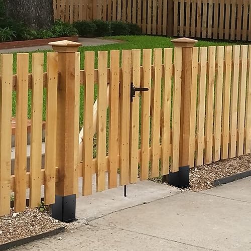 Miniatura 5 de Base de poste de 4 x 4, 7 piezas, base de poste de cubierta de 3.6 x 3.6 pulgadas, base de anclaje de poste de madera negra mate, placa base de