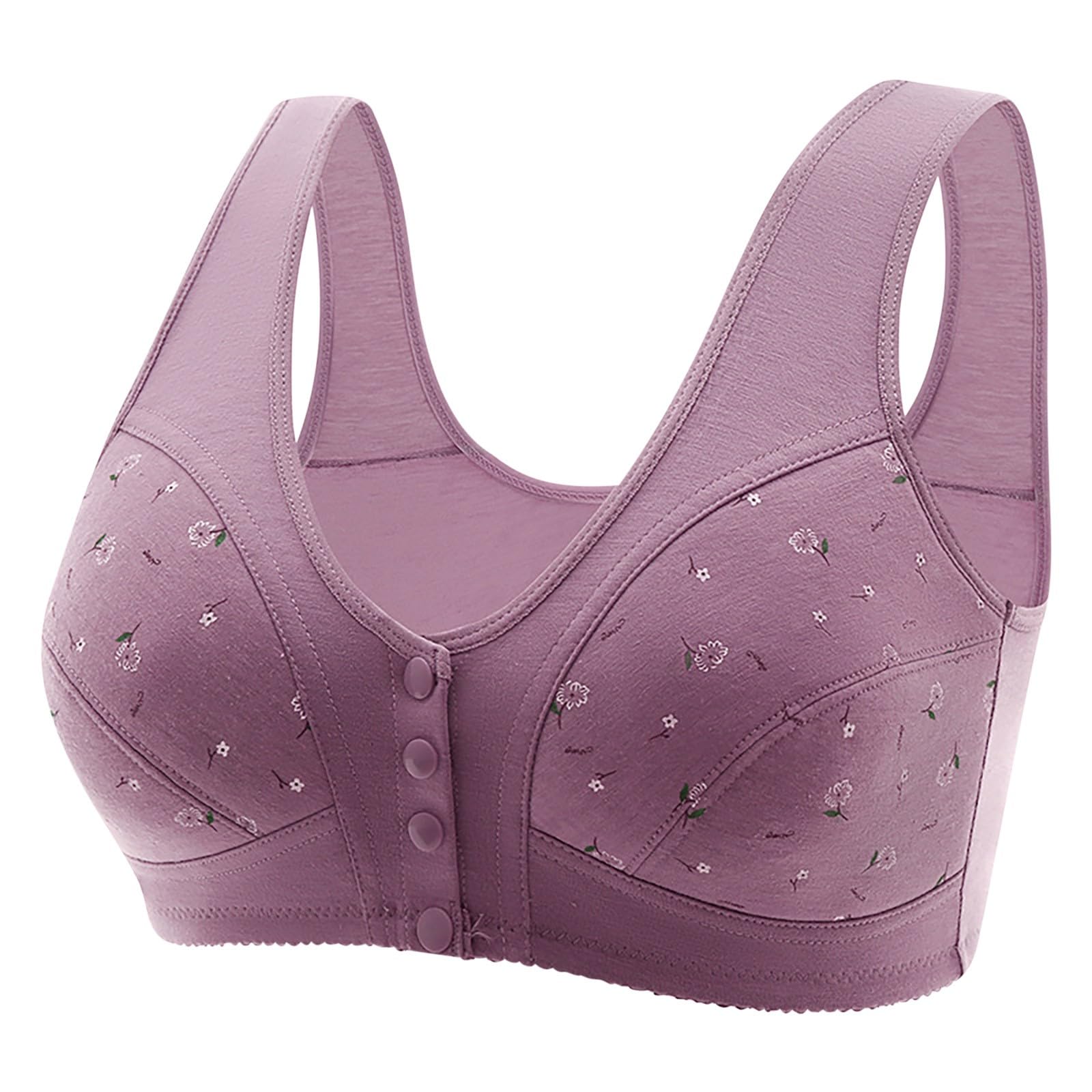 Sports Bras for Women Wirefree Front Button Closeure Bra Easy Close Bra Soft Cup Sleep Bra for Mom
